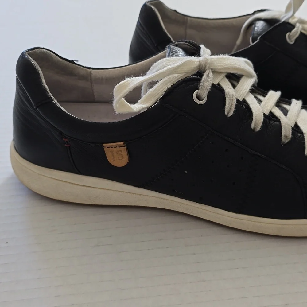 Josef Seibel Caren Black and White Leather Sneakers Women 8 - 8.5